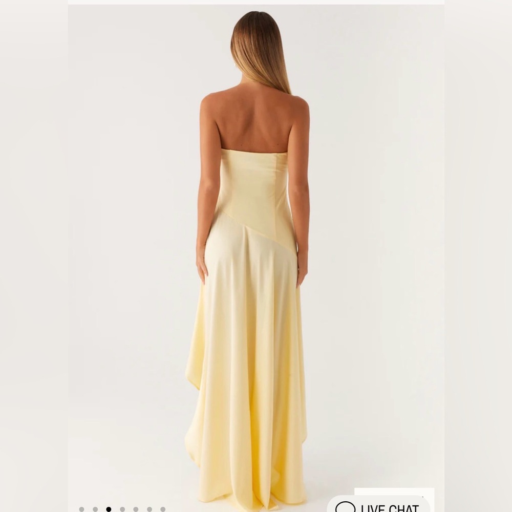 Peppermayo Strapless Lemon High-Low Ruffle Gown - Picture 2 of 3